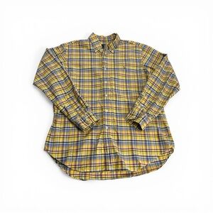 Polo Ralph Lauren Mens Long Sleeve Button Down Yellow Plaid Embroidered Logo